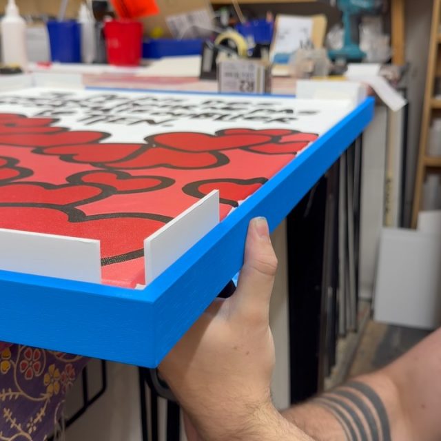 Our client wanted a matching blue to go with some other frames that we did earlier in the week. This is one of our signature tray frame profiles, with a hand painted finish and a custom mix of electric blue applied, we hope you like seeing our process.
If you have any questions or inquiries, please don’t hesitate to ask, we are always happy to help.
#framing #bespoke #london #nottinghill #coventgarden